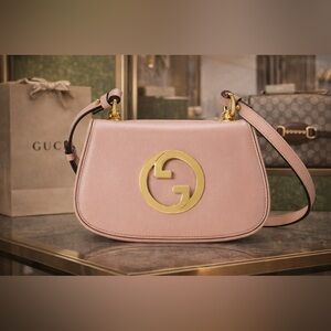Gucci Pink Leather Blondie Shoulder / Crossbody Bag w extra strap NEW